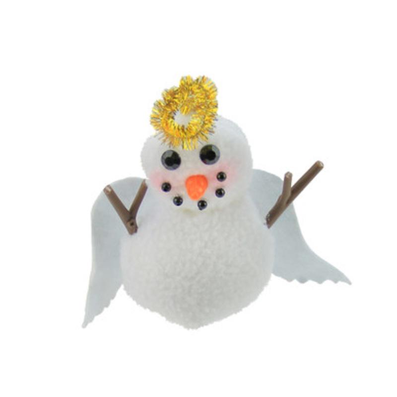 5 White and Gold Angel Snowman with Halo Christmas Ornament