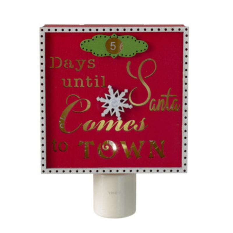 5 Red and Gold Santa Countdown Christmas Night Light