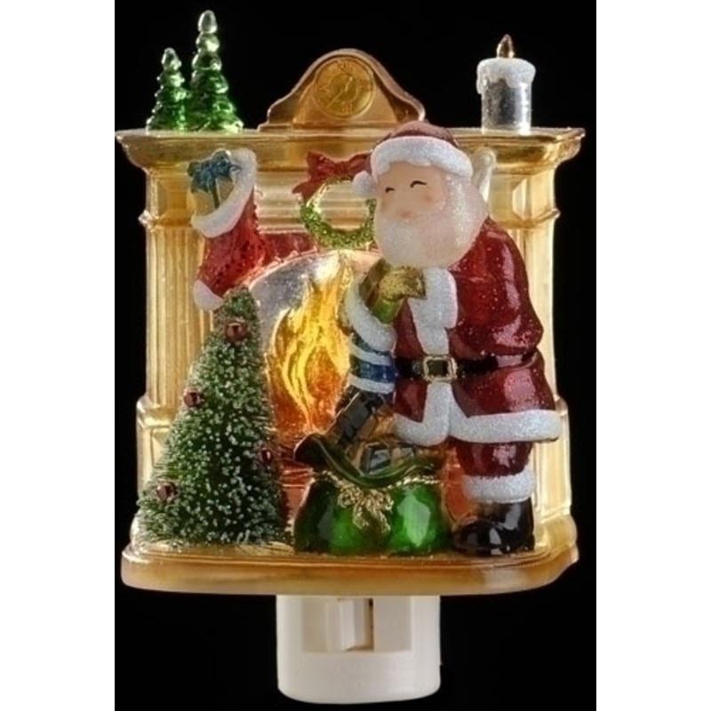 5 Red and Gold Santa with Presents Christmas Night Light