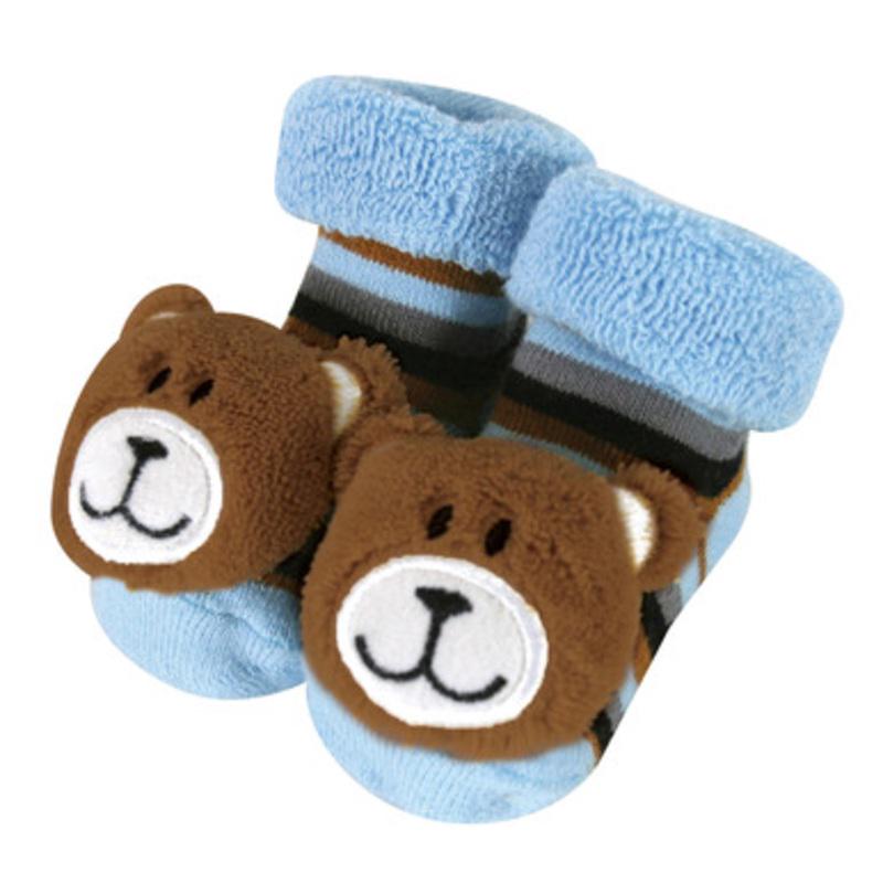 5 Blue and Brown Adorable Bear Rattle Socks