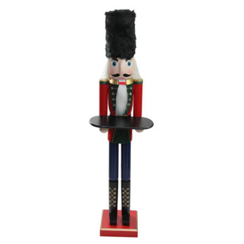 48.25 Red and Black Christmas Butler Nutcracker with Tray