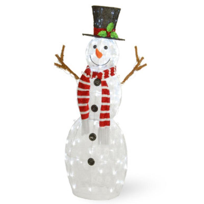 48 White Pre-Lit Snowman Outdoor Christmas Decoration with LED Cool White Lights
