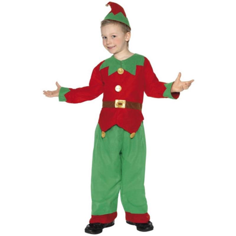 49 Red and Green Elf Unisex Child Christmas Costume  Small