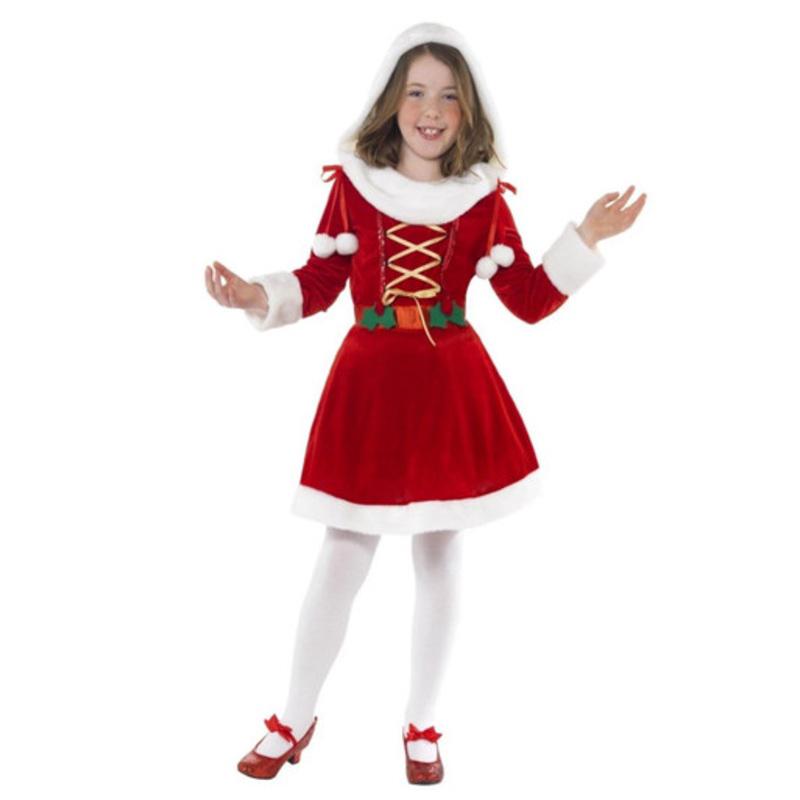 49 Red and White Little Miss Santa Girl Child Christmas Costume  Medium