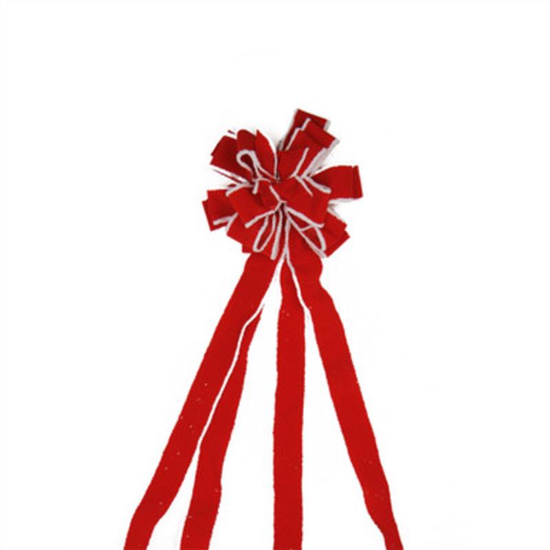 48 Red and White Fringe 16 Loop Commercial Christmas Bow Decoration