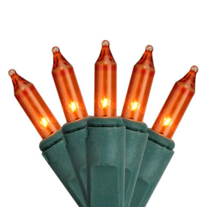 4 x 6 Amber Mini Net Style Christmas Lights Green Wire