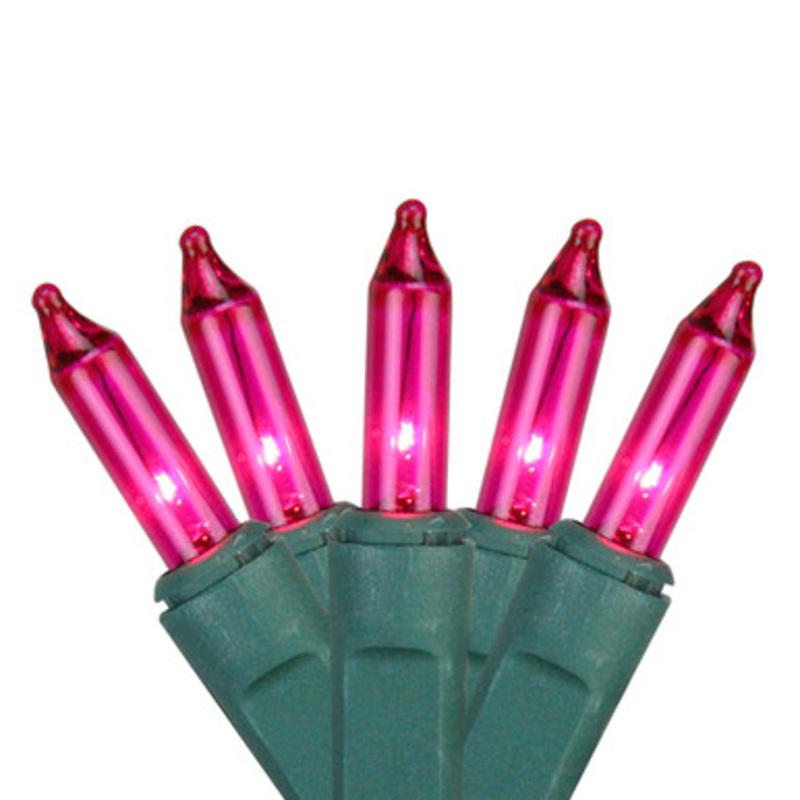 4 x 6 Pink Mini Net Style Christmas Lights Green Wire
