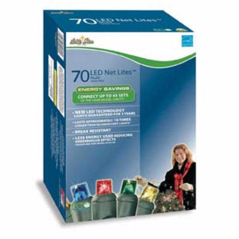 4 x 4 Multi-Color 70 LED Wide Angle Net Style Christmas Lights Green Wire