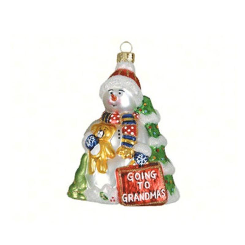 4.5 Going to Grandmas Multi-Color Snowman Hand Blown Glass Hanging Figurine Ornament Ornament