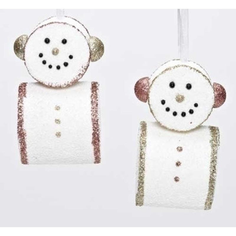 4.5 Gold Glitter Embellished Smiling Marshmallow Snowman Christmas Ornament
