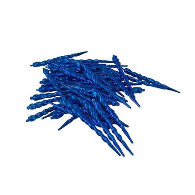 36ct Lavish Blue Shatterproof Icicle Christmas Ornaments 5