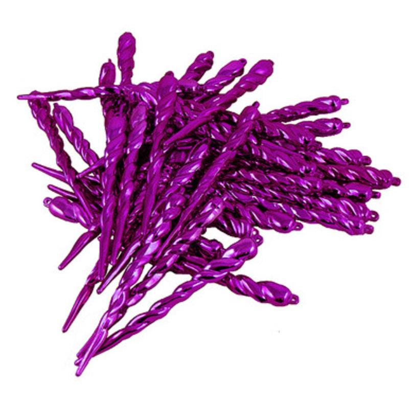 36ct Purple Shatterproof Icicle Christmas Ornaments 5 (127mm)