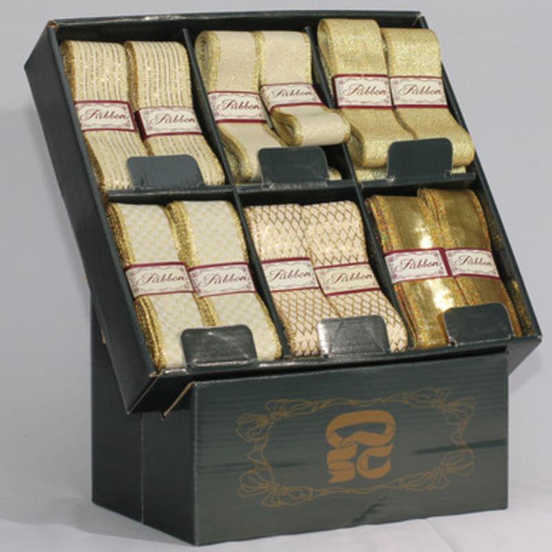 36pc Ivory and Gold Contemporary Craft Ribbon 1.5 x 108 Yards