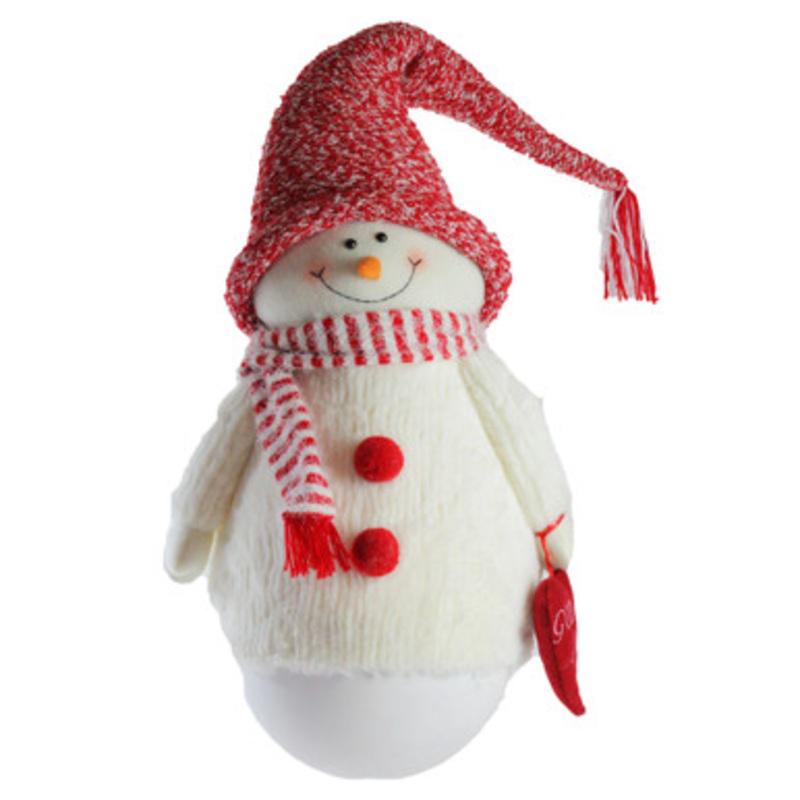 37 Red and White Tumbling Sam the Snowman Christmas Tabletop Figurine