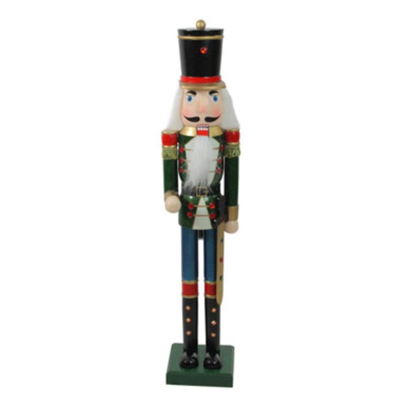36.75 Green and Black Christmas Nutcracker Soldier with Sword