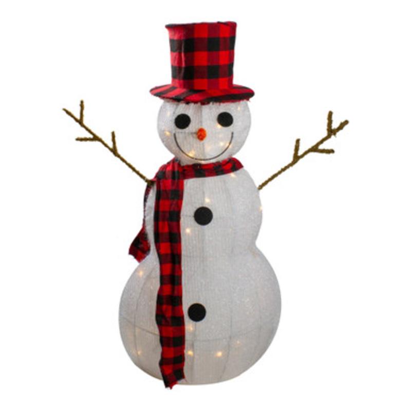 35 Lighted 3-D Snowman with Top Hat and Twig Arms Outdoor Christmas Decoration