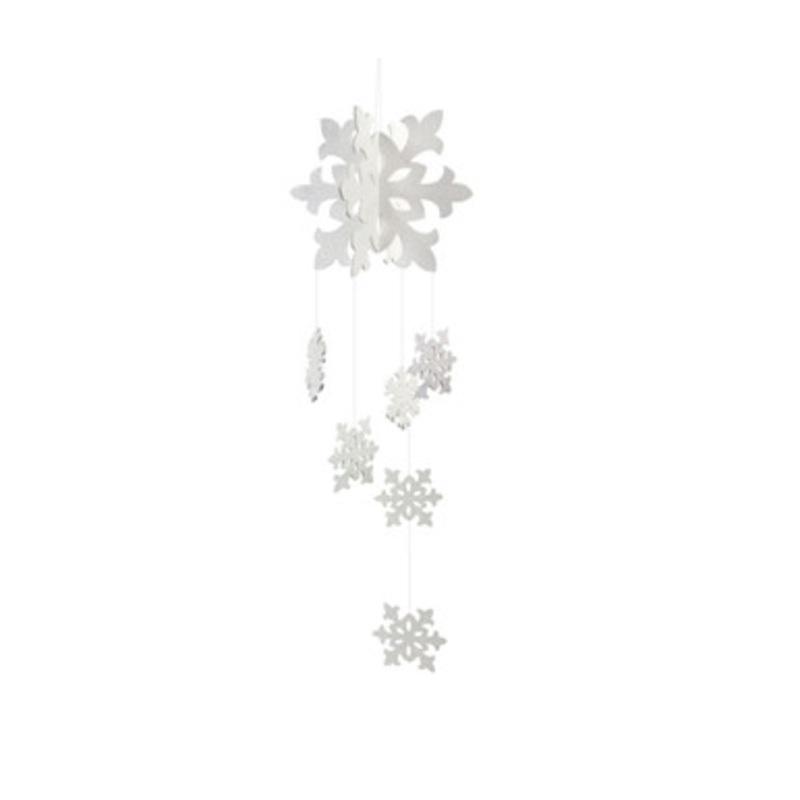 34 White Glittering Snowflake Christmas Hanging Ornament