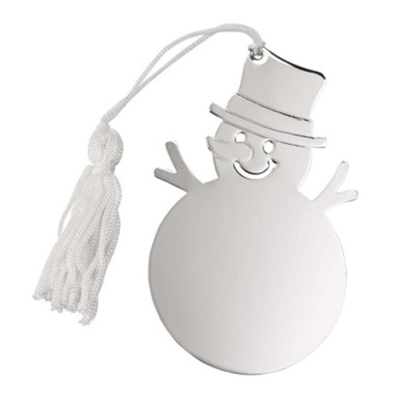 3.75 x 2.25 Snowman Flat Ornament with White Tassel