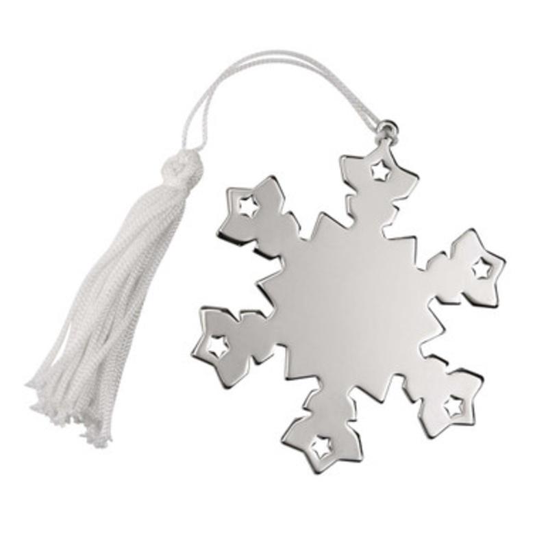 3.125 x 3.125 Snowflake Flat Ornament with White Tassel