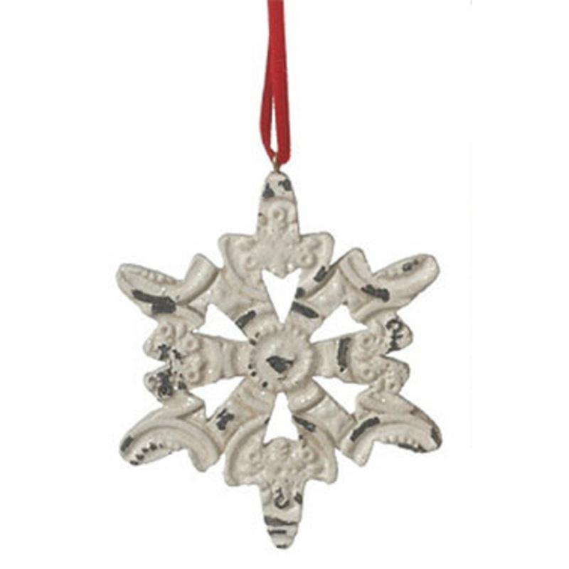 3.25 Distressed White Glittery Embossed Snowflake Christmas Ornament