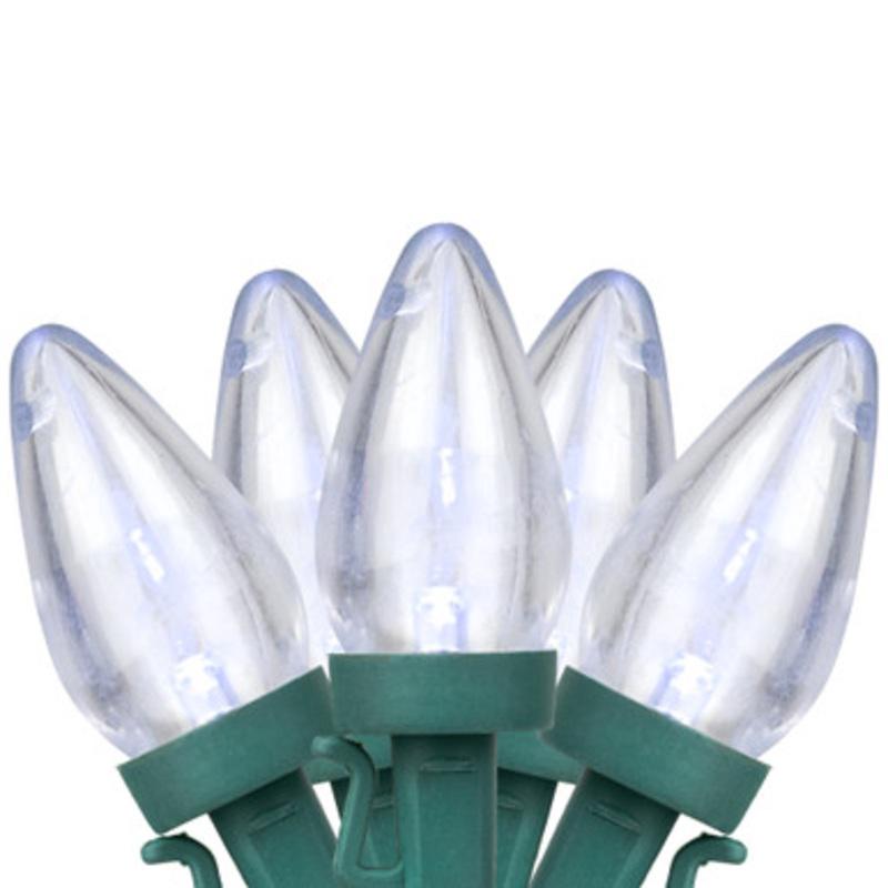 25ct Pure White LED C7 Christmas Light Set 16ft Green Wire