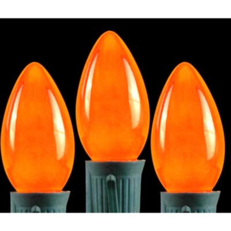 25-Count Golden Orange Opaque C7 Christmas Light Set, 24ft Green Wire