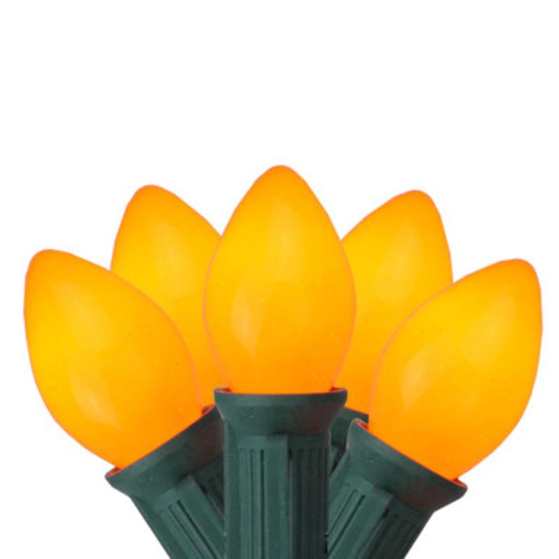 25-Count Orange Opaque C7 Christmas Light Set, 24ft Green Wire