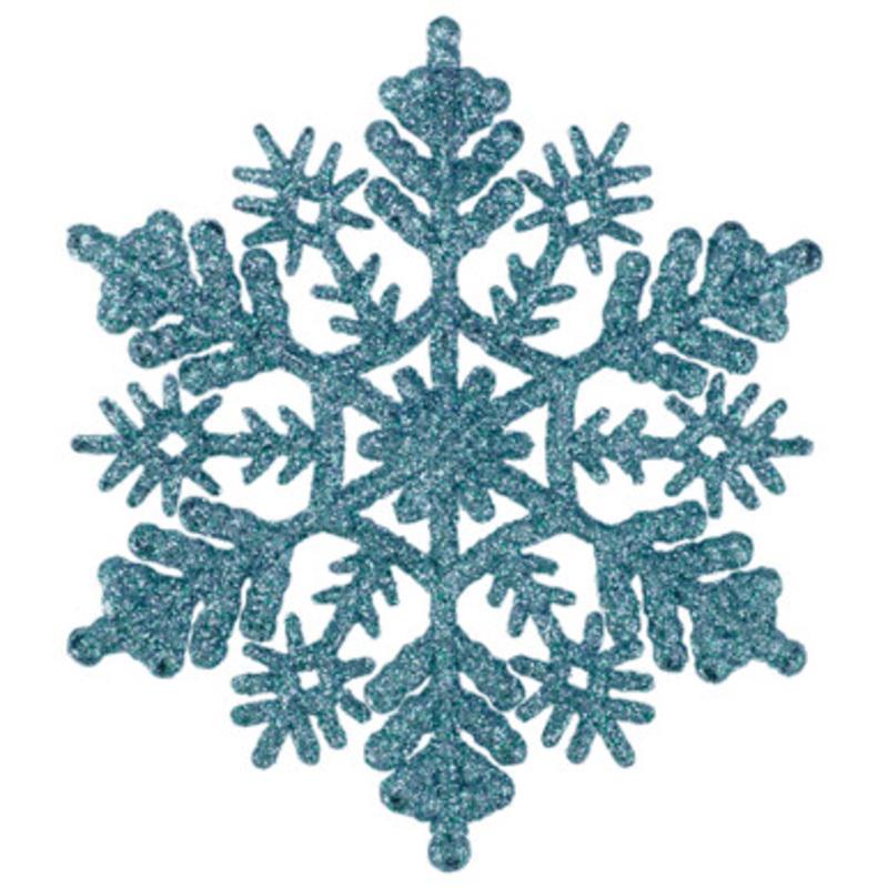 24ct Turquoise Blue Glitter Snowflake Christmas Ornaments 4