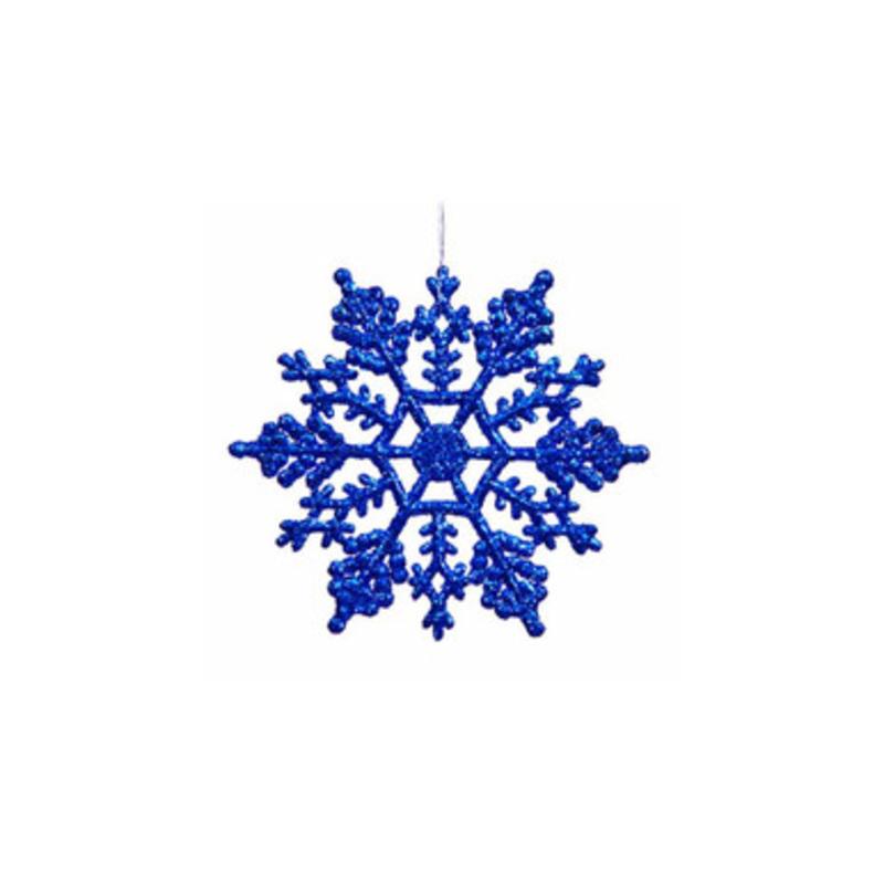 24ct Lavish Blue Glitter Snowflake Christmas Ornaments 4