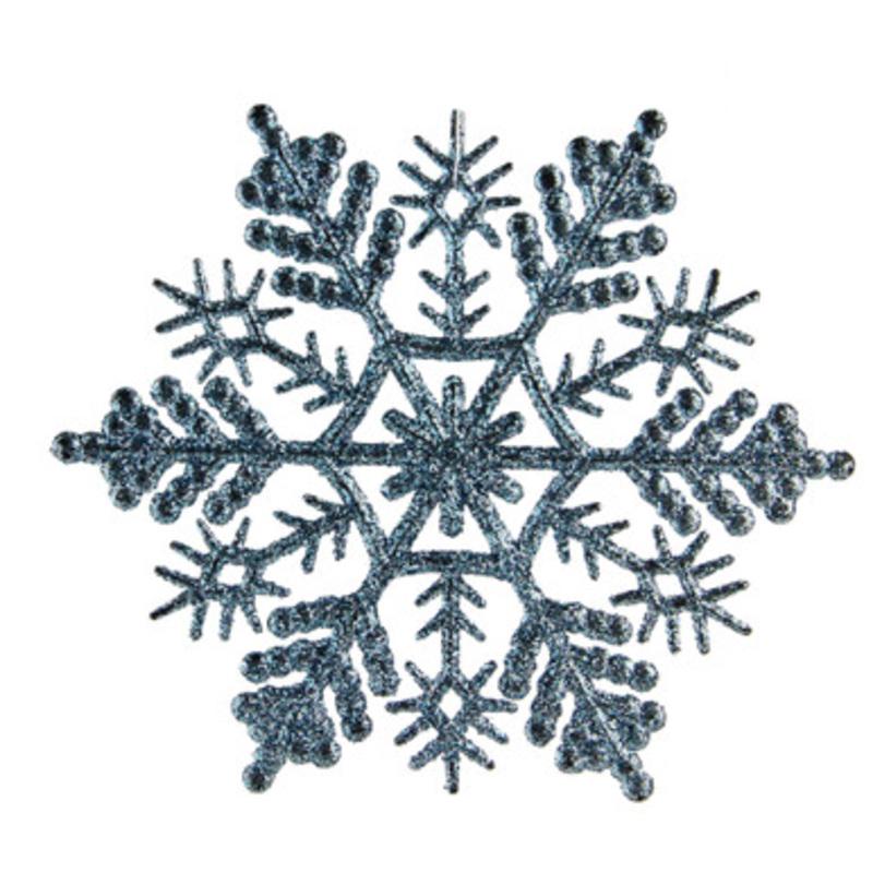 24ct Baby Blue Glittered Snowflake Christmas Ornaments 4