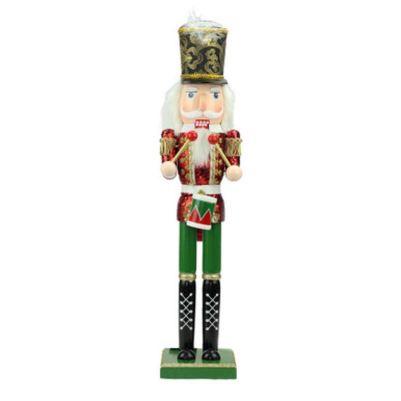 24 Red and Green Glitter Christmas Nutcracker Drummer