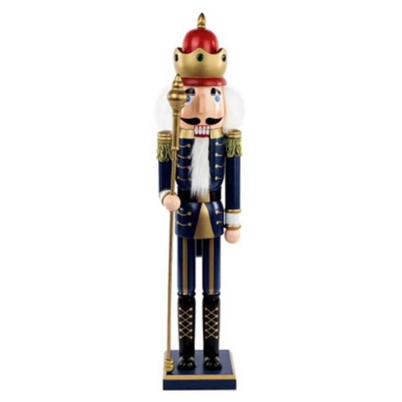 24 Blue and Gold Christmas Nutcracker King with Scepter