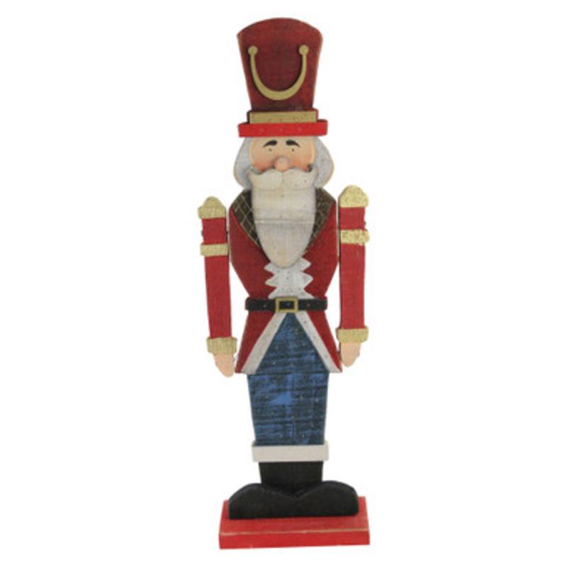 21 Red and Blue Painted Wooden Standing LED Nutcracker