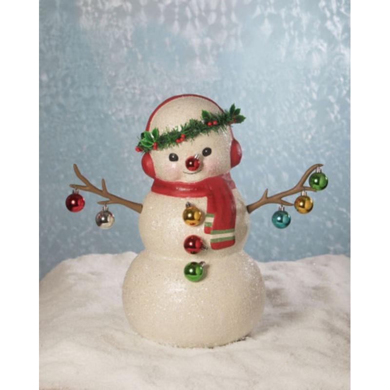 20 White and Red Baubles Snowman Christmas Tabletop Figurine