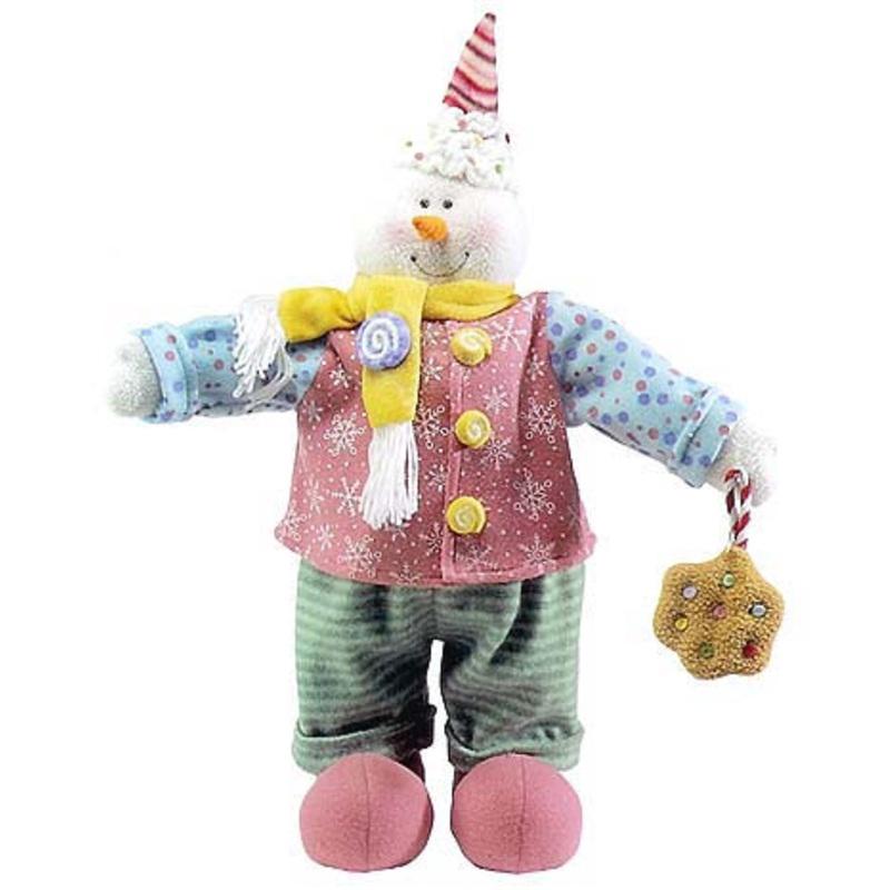 20 Pink and Blue Pastel Plush Candy Snowman Christmas Tabletop Figurine