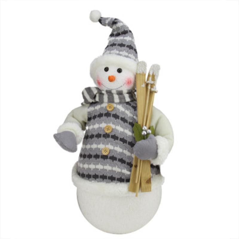 20 Alpine Chic Snowman with Gray and White Jacket Christmas Decoration