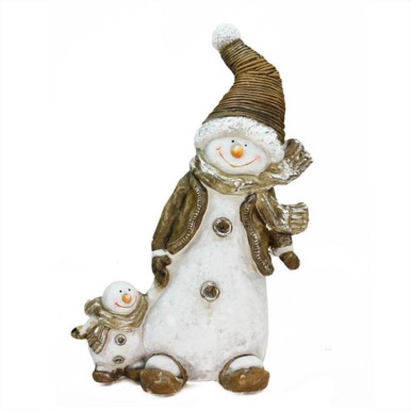 20 Brown and White Snowman with Snow-Baby Christmas Tabletop Figurine