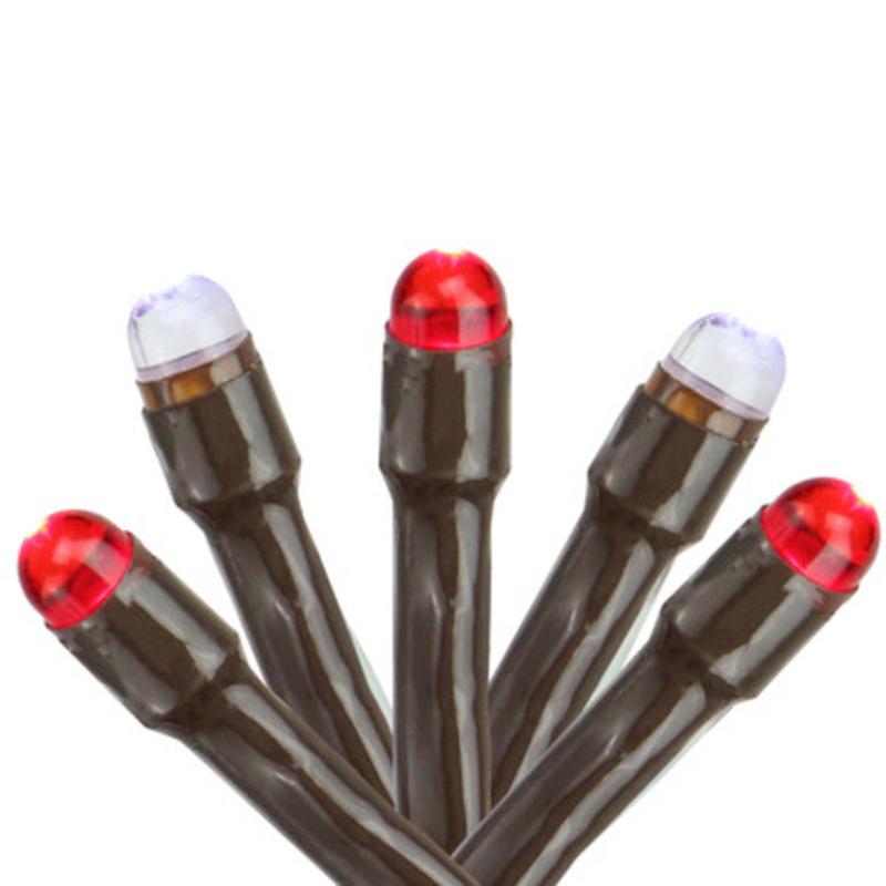 2 x 8 Red and White Micro LED Net Style Tree Trunk Wrap Christmas Lights Brown Wire