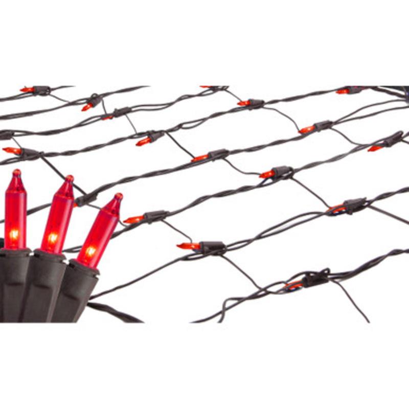 2 x 8 Red Mini Net Style Tree Trunk Wrap Christmas Lights, Brown Wire