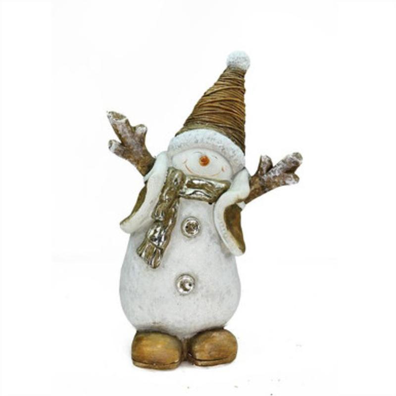 19.5 White and Brown Snowman Christmas Tabletop Figurine