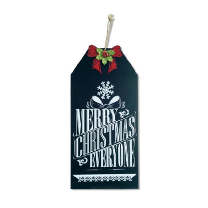19.25 Black and Red MERRY CHRISTMAS EVERYONE Chalkboard Sign Christmas Decor
