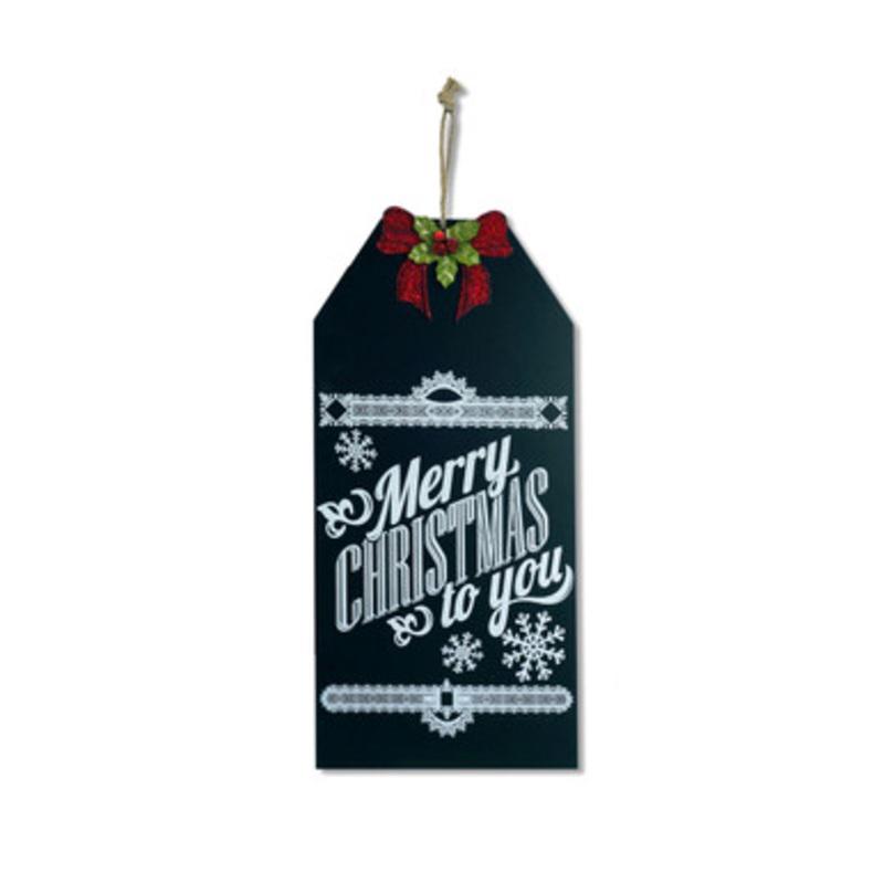 19.25 Merry Christmas to You Hanging Chalkboard Sign with Bow Christmas Decoration