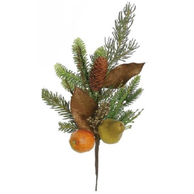19 Autumn Harvest Asheville Fruit Pine and Pear Artificial Thanksgiving Spray