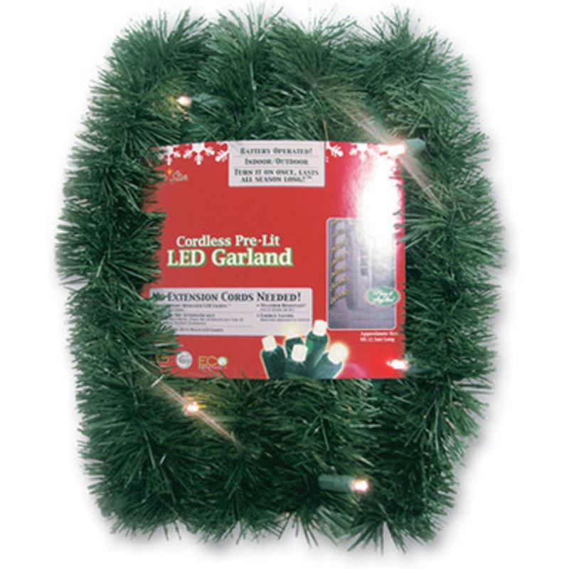 18 x 2.5 Battery Operated Green Artificial Christmas Garland Warm White LED