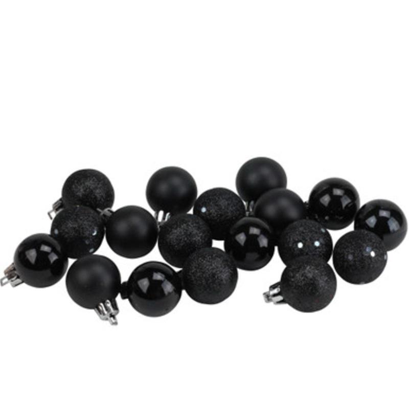 18ct Jet Black Shatterproof 4-Finish Christmas Ball Ornaments 1.25 (30mm)
