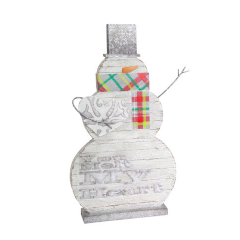 18.25 White and Gray Carved Snowman Christmas Figurine