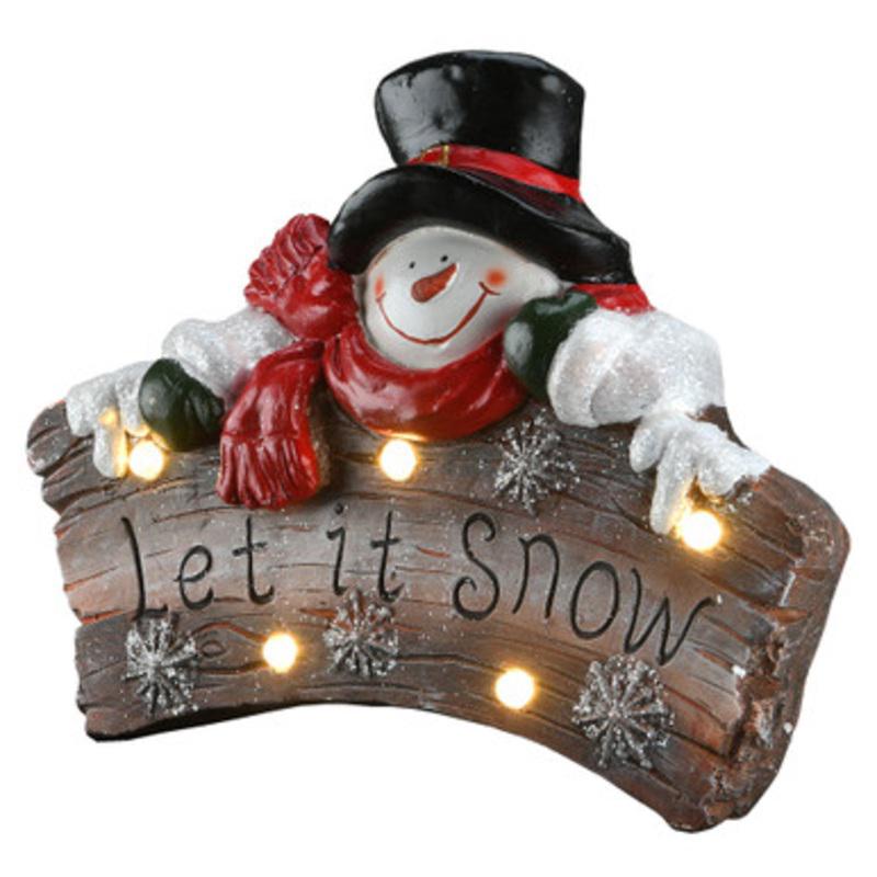 18.5 Pre-Lit Snowman Let it Snow Christmas Wall Sign