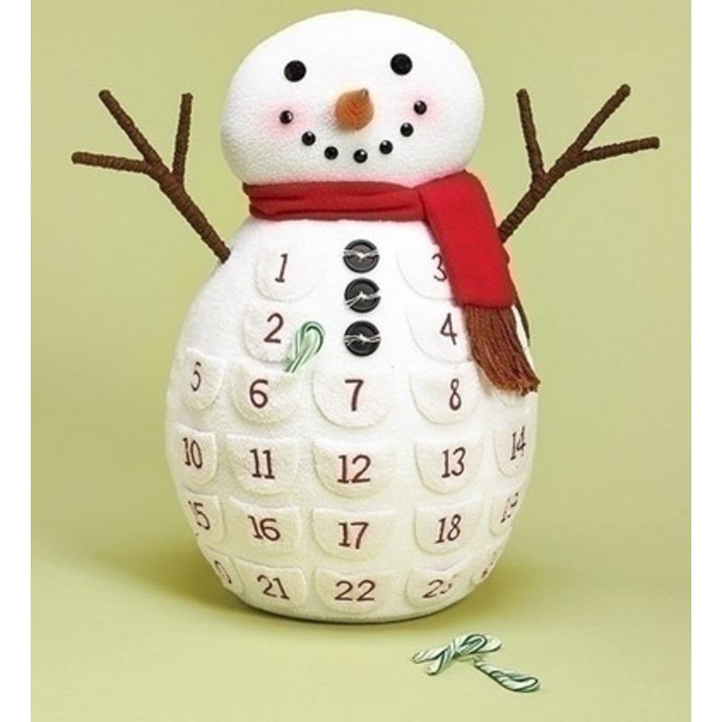 18 White and Red Plush Christmas Snowman Countdown Calendar Tabletop