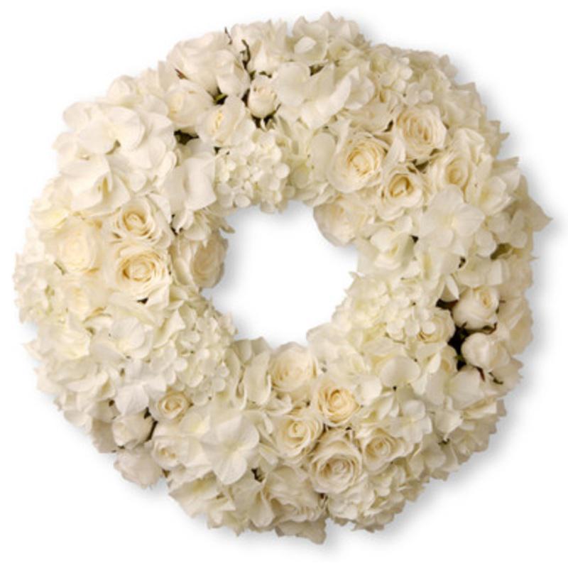 18 White Roses & Hydrangeas Wreath