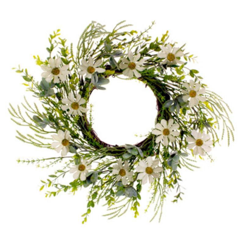 18 Rustic White Daisy Wreath